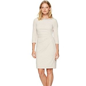 Jessica Howard 3/4 Sleeve Side Tucked Sheath Dress